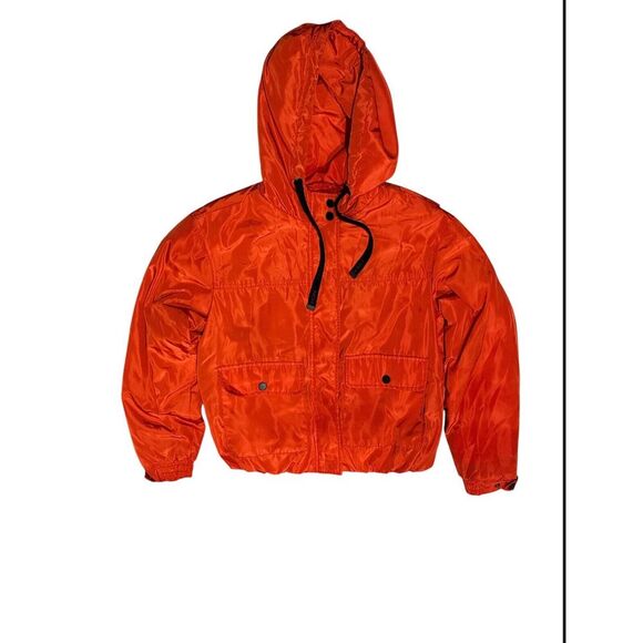 French Connection Women's Bomber flight jacket Sz S‎ Elastic Waist Orange Red - Picture 1 of 14